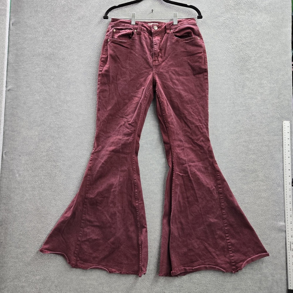 Shyanne Women Jeans 31W X 32L Red Denim Flared Bell Bottom Western